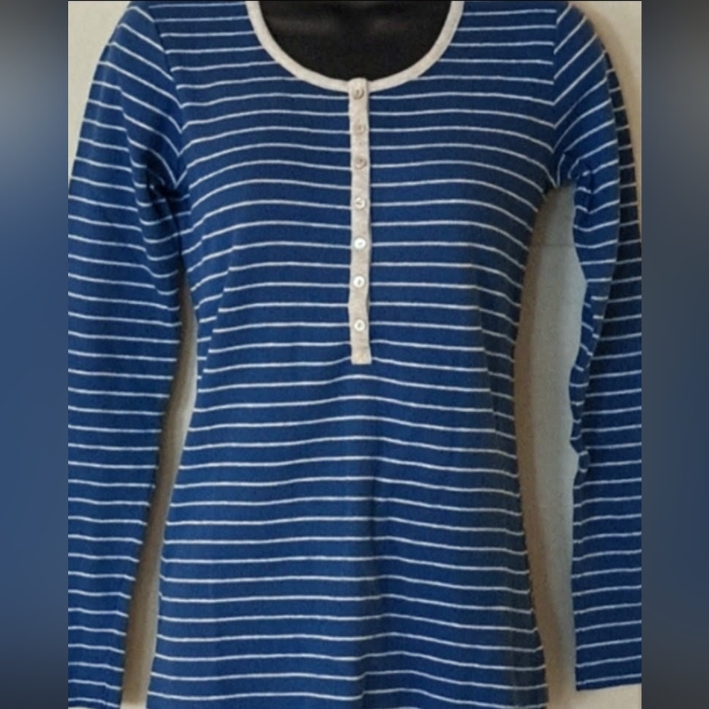J. Jill Blue and White Striped Top